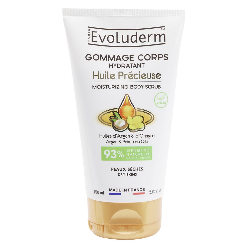 Gommage corps hydratant Evoluderm huile précieuse Argan Onagre 150ml