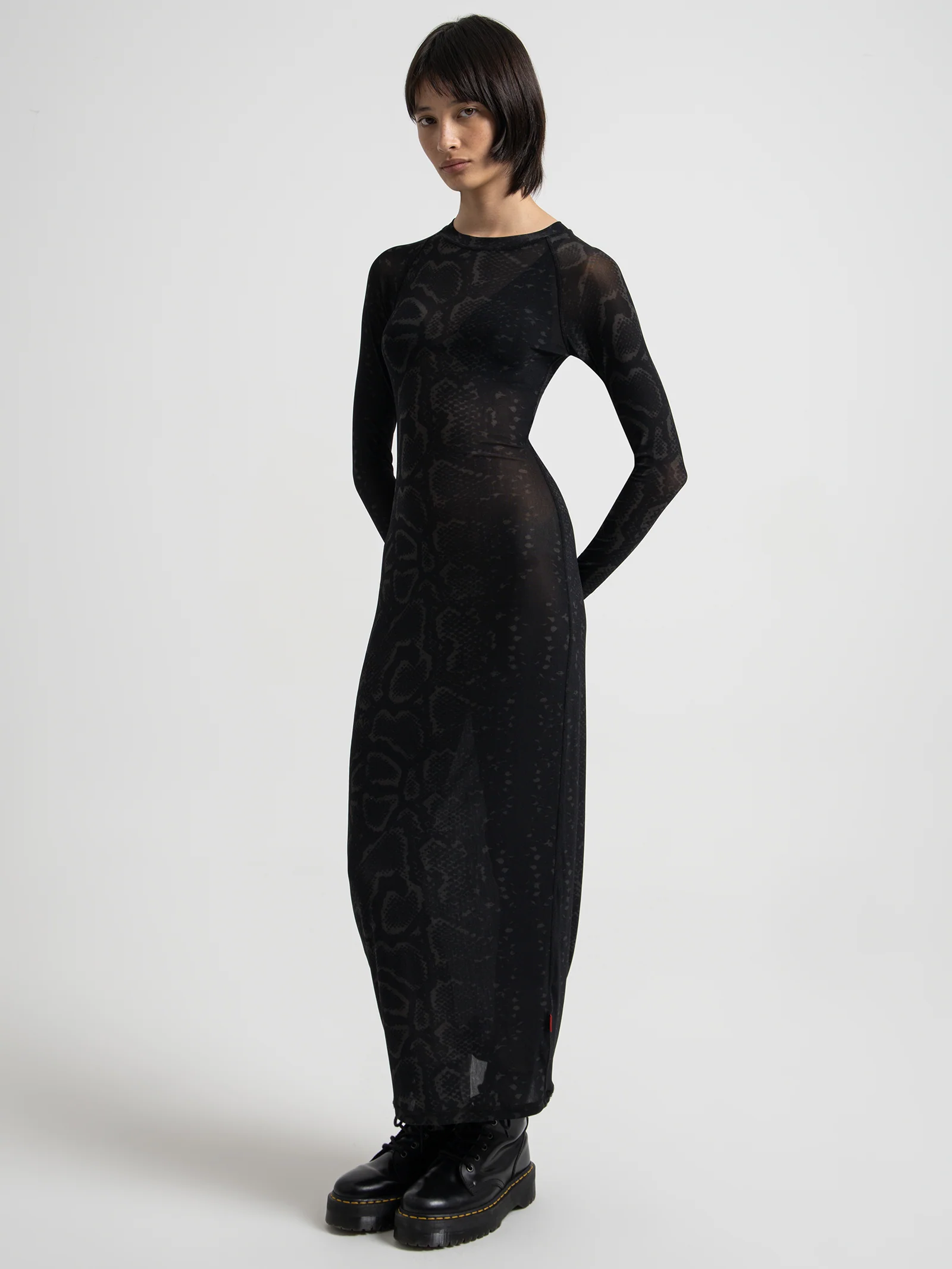 Viper Long Sleeve Mesh Maxi Dress