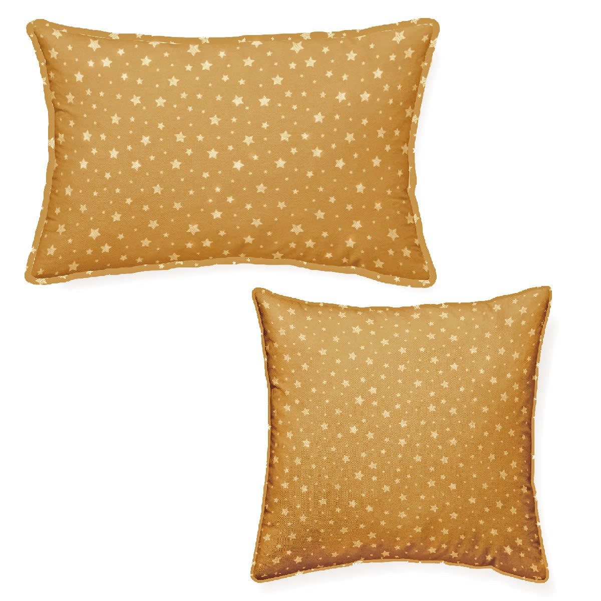 STELLA - Lot de 2 Coussins imprimé en Coton Jaune 40x40 et 30x50 cm