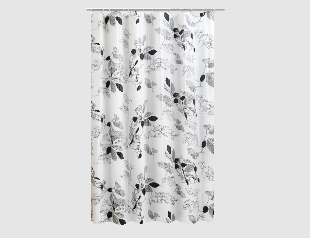 Duschvorhang Blumen Schwarz, Weiß 180x200cm
