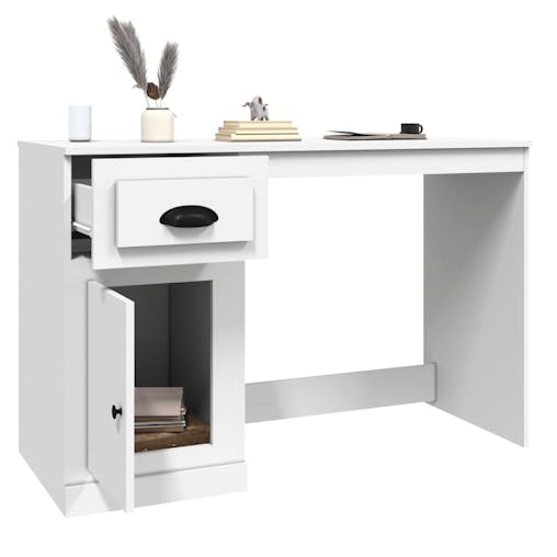 NNEVL Desk with Drawer White 115x50x75 cm Engineered Wood