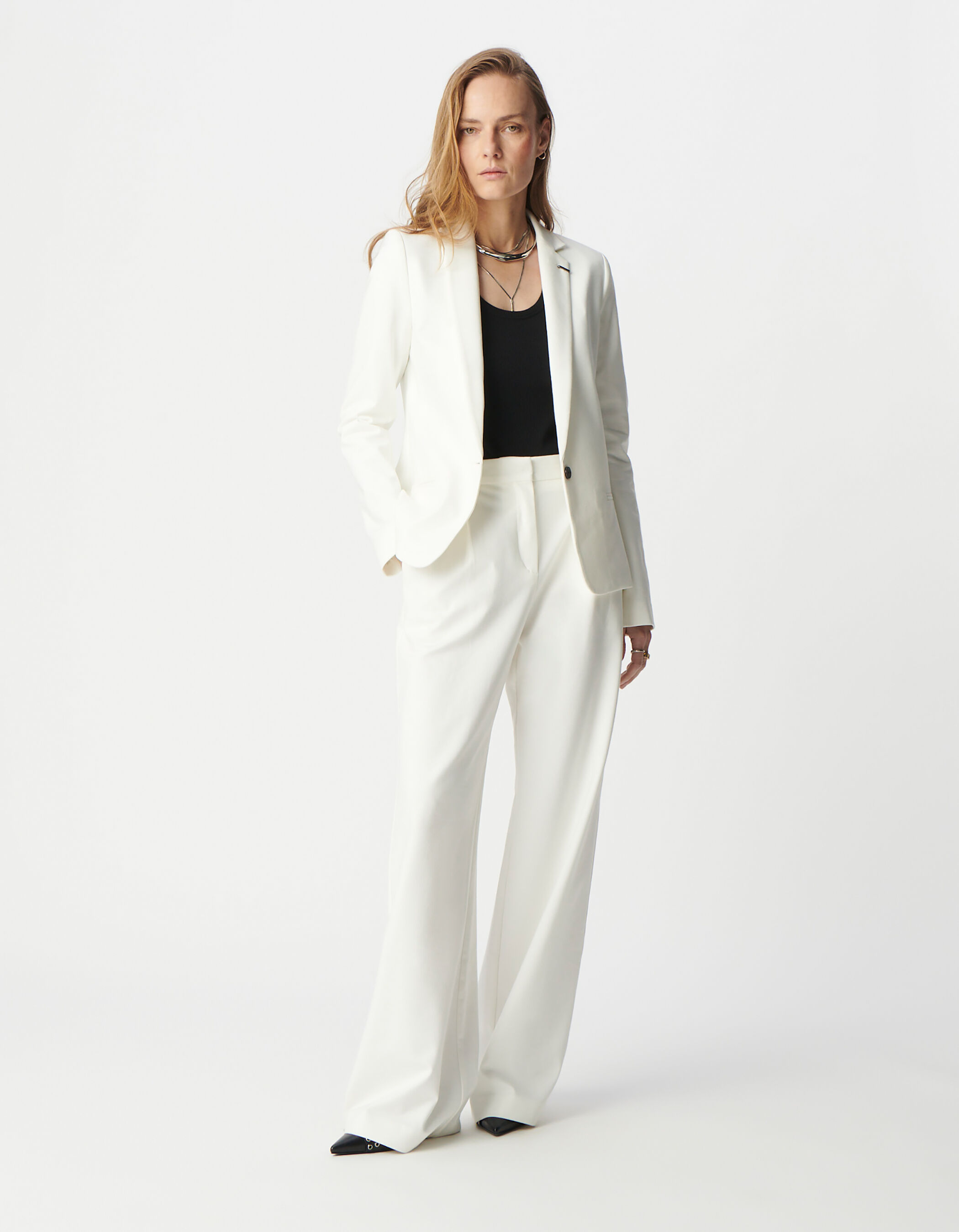 Veste de tailleur blanche ajustée maille Milano Femme