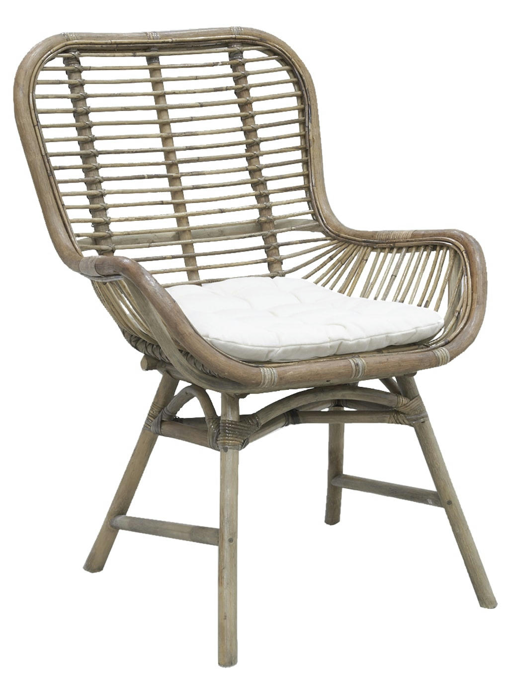 - Fauteuil en rotin teinté gris