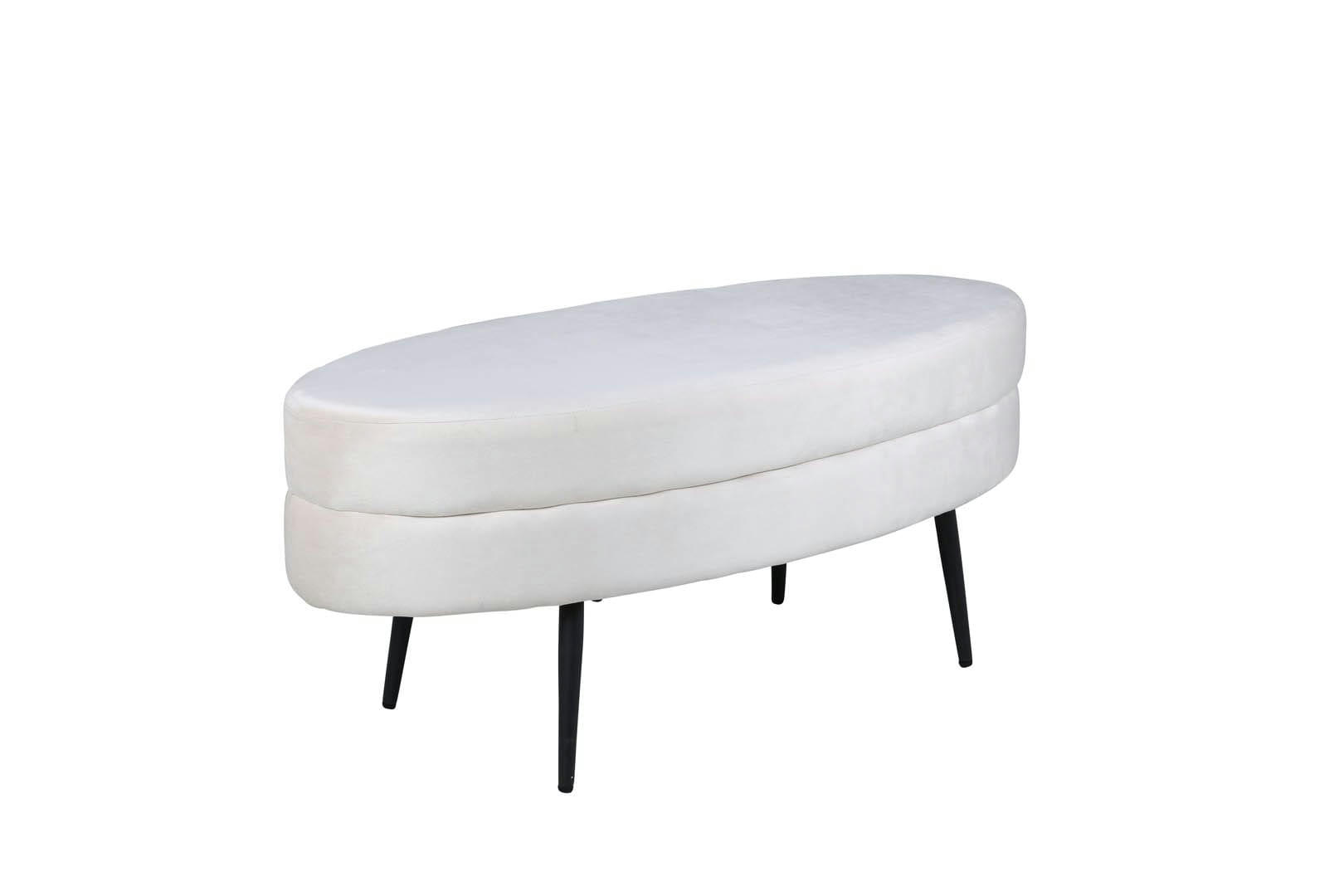 LOSTO - Banc contemporain forme ovale en velours blanc