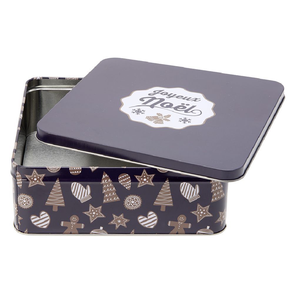 BoÎte carrée en métal pour gâteaux de No&euml;l