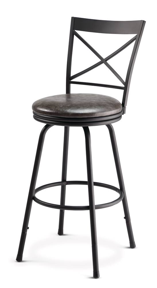 CANVAS Dutton Adjustable Bar Stool with Swivel Seat, Black