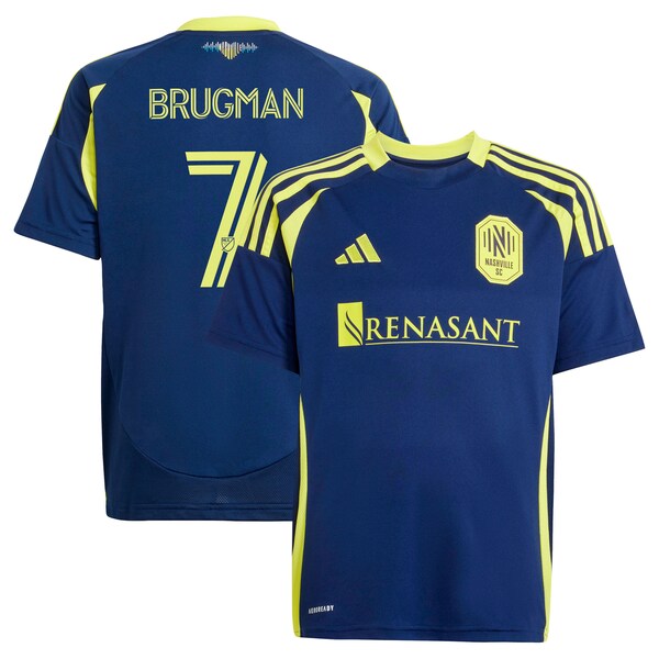 Gastón Brugman Nashville SC adidas Youth 2025 The Heart of Nashville Kit Replica Player Jersey - Navy
