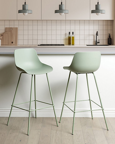 Lot de 2 chaises de bar EMMET Vert clair