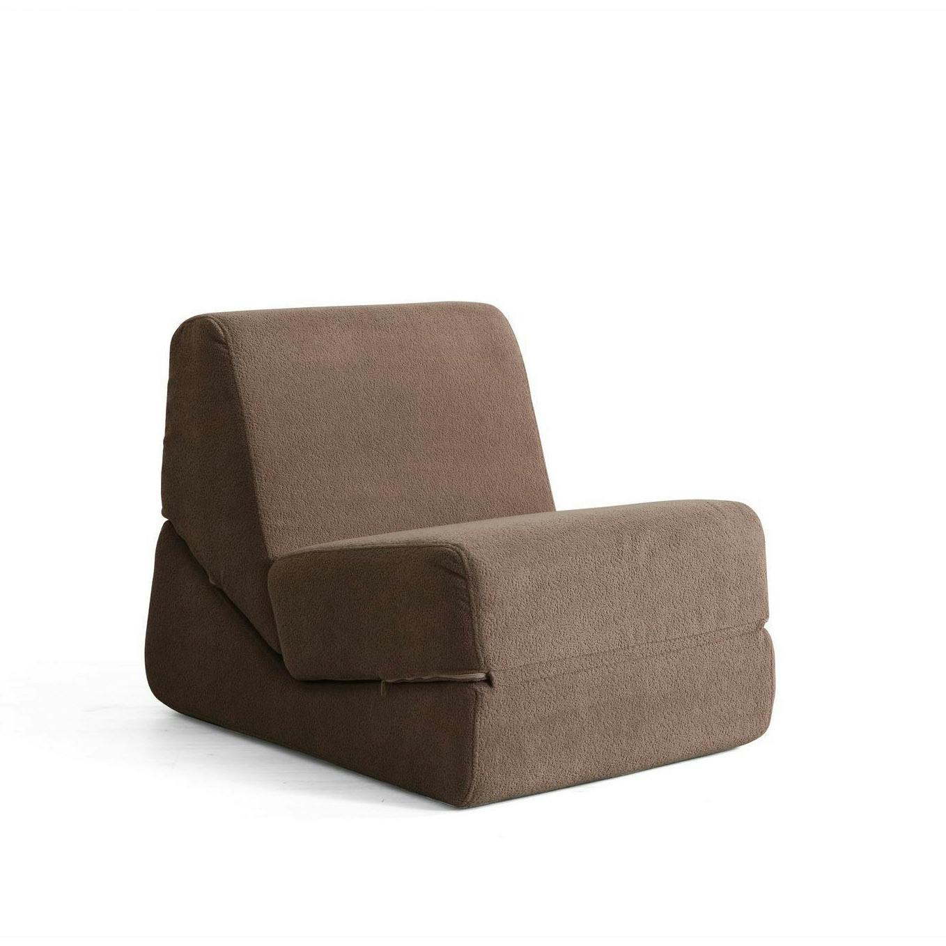 Chauffeuse convertible marron bouclette, lit d'appoint SAPPO