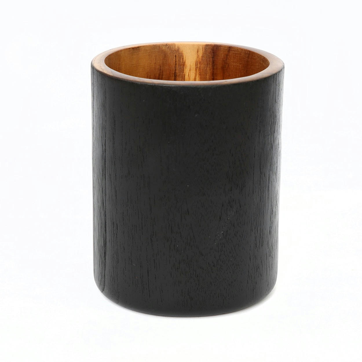 BONDI - Vase en bois de teck rond noir