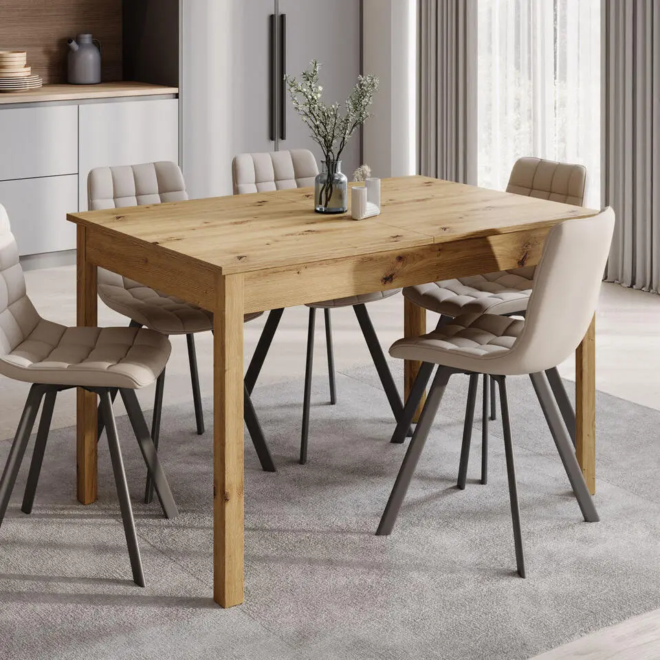 Meubella - Eetkamertafel Steve - Eiken - 160 cm - Uitschuifbaar