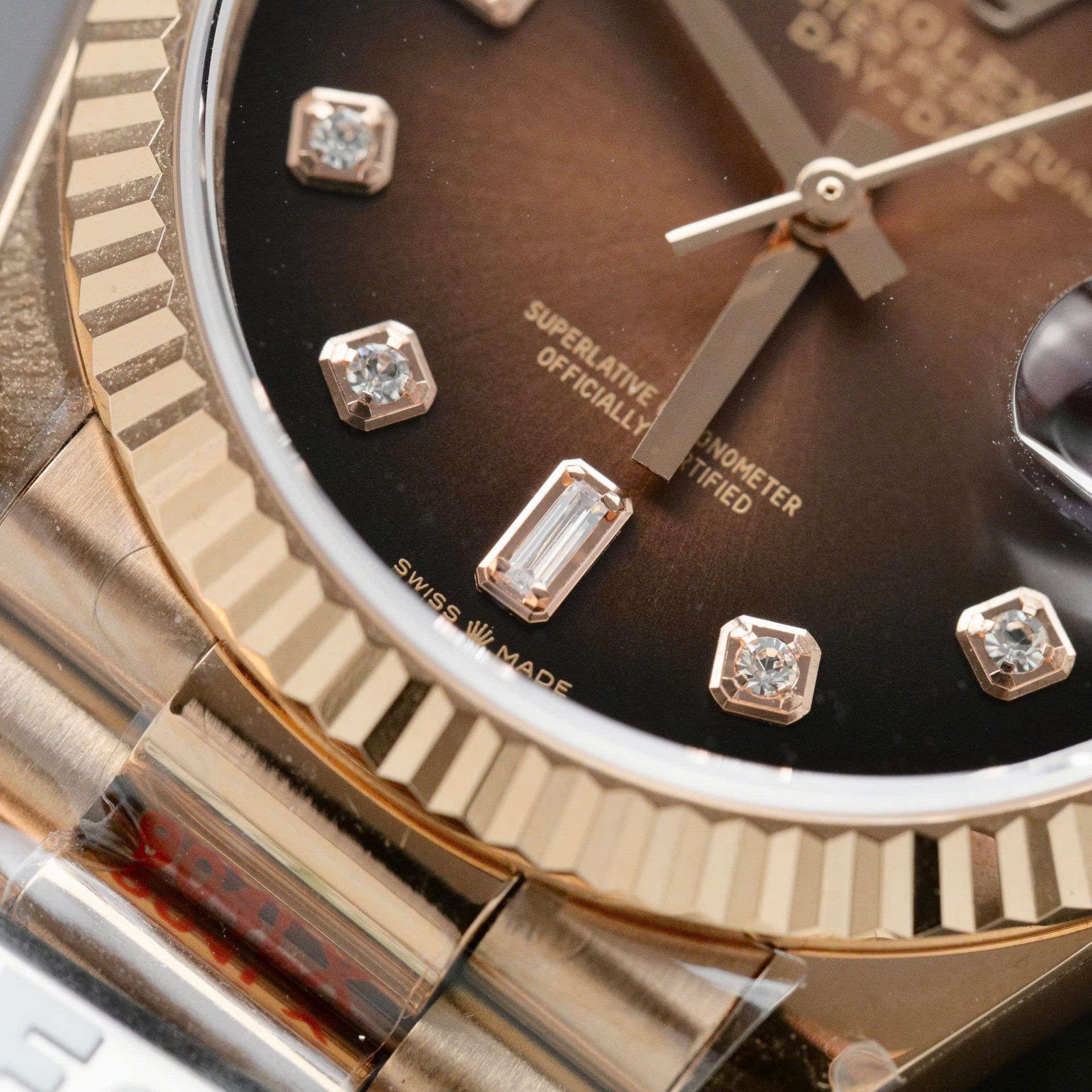 Rolex Day-Date RG Plated Chocolate Dial CZ Diamonds 36mm Super Clone