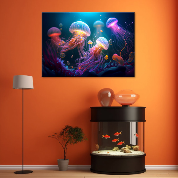 Feeby Obraz, Meduza Neon Abstrakcja 60x40