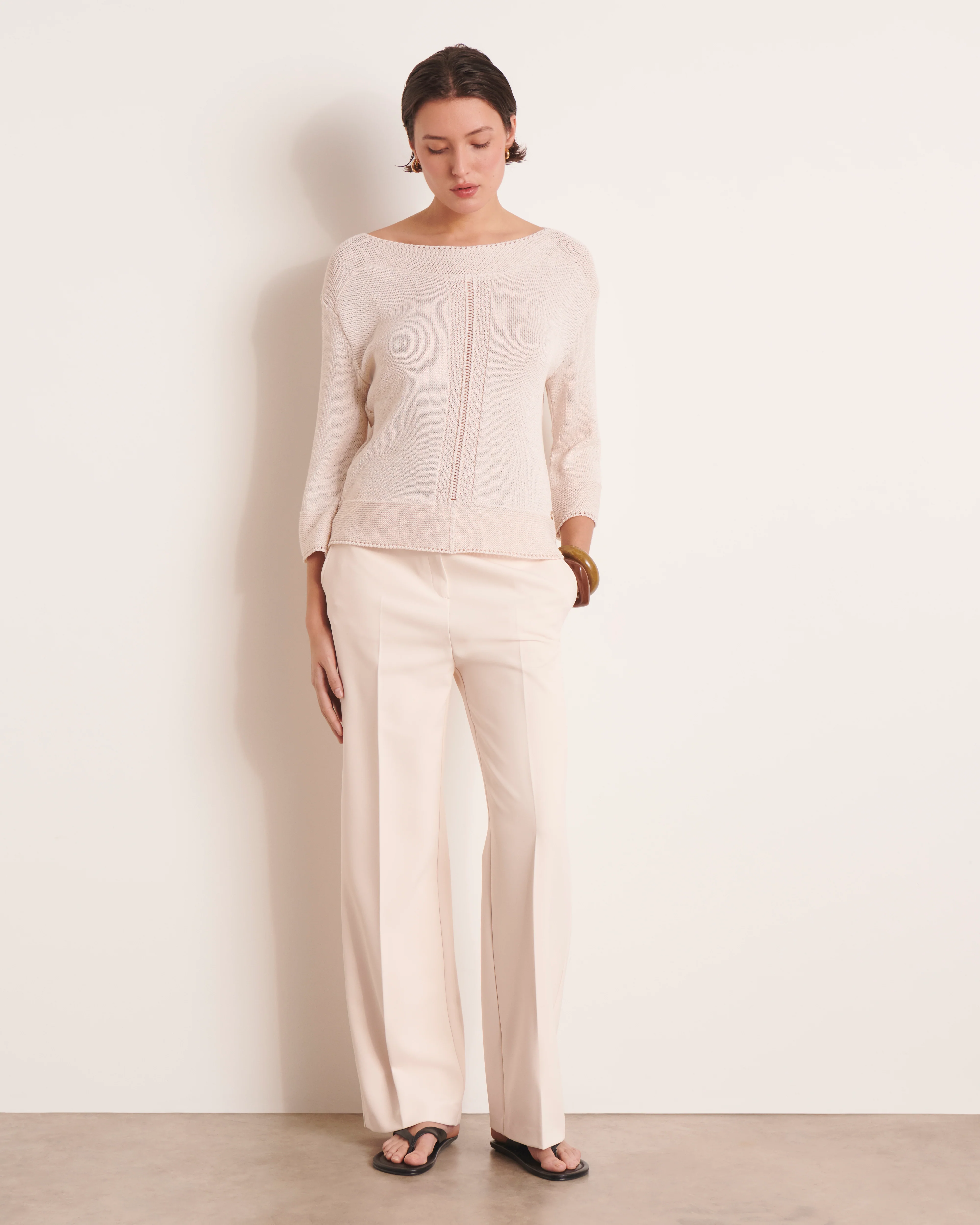 Pull beige encolure bateau ASTRE/13005/030