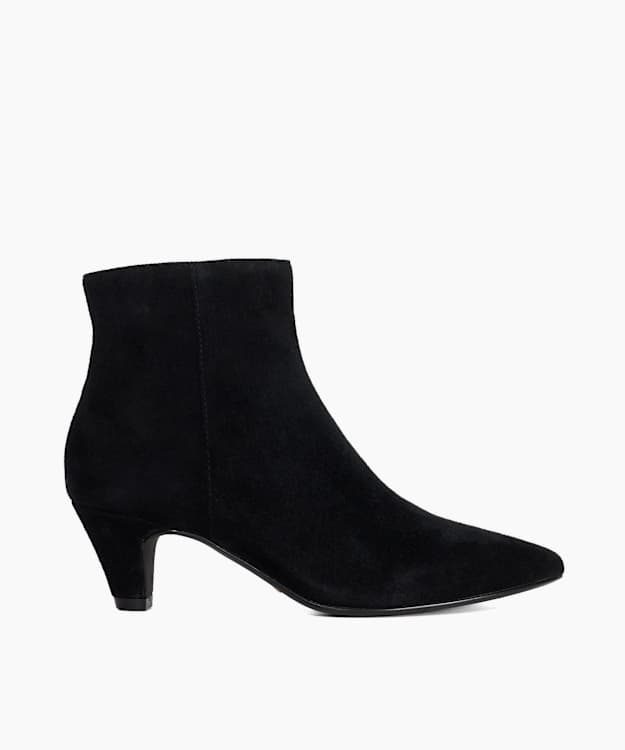Omira Black - Suede Kitten Heel Sock Boots