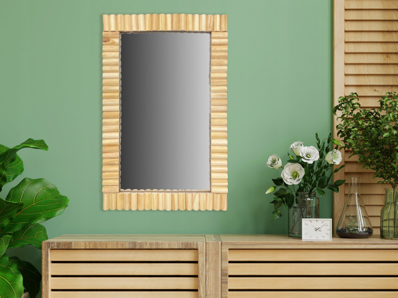 Lustro Boho Bambus Ścienne Prostokąt 55Cm Natural Klna-Mr03