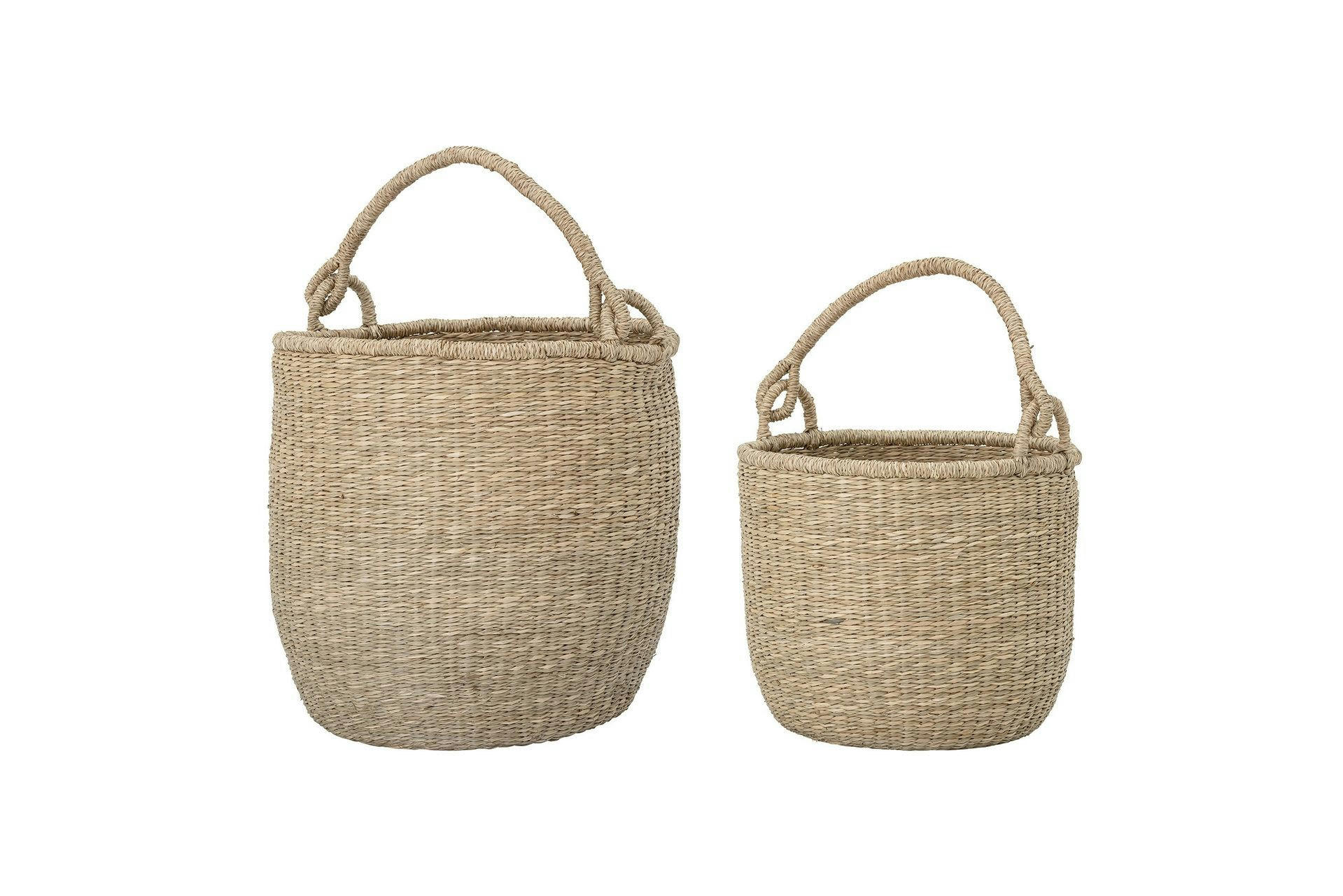 RAIRIE - Lot de 2 paniers en herbier marin beige
