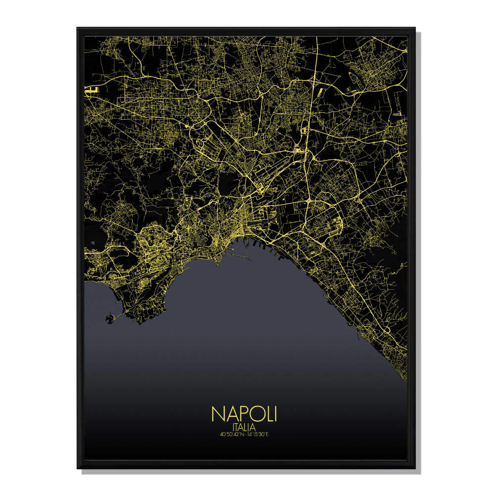 - Affiche Naples Carte Nuit 40x50