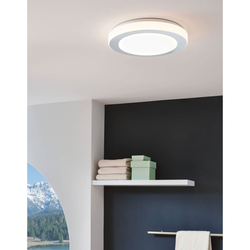 Plafonnier LED Capri blanc et aluminium brossé Ø 30 cm 3 x 3,6 W EGLO