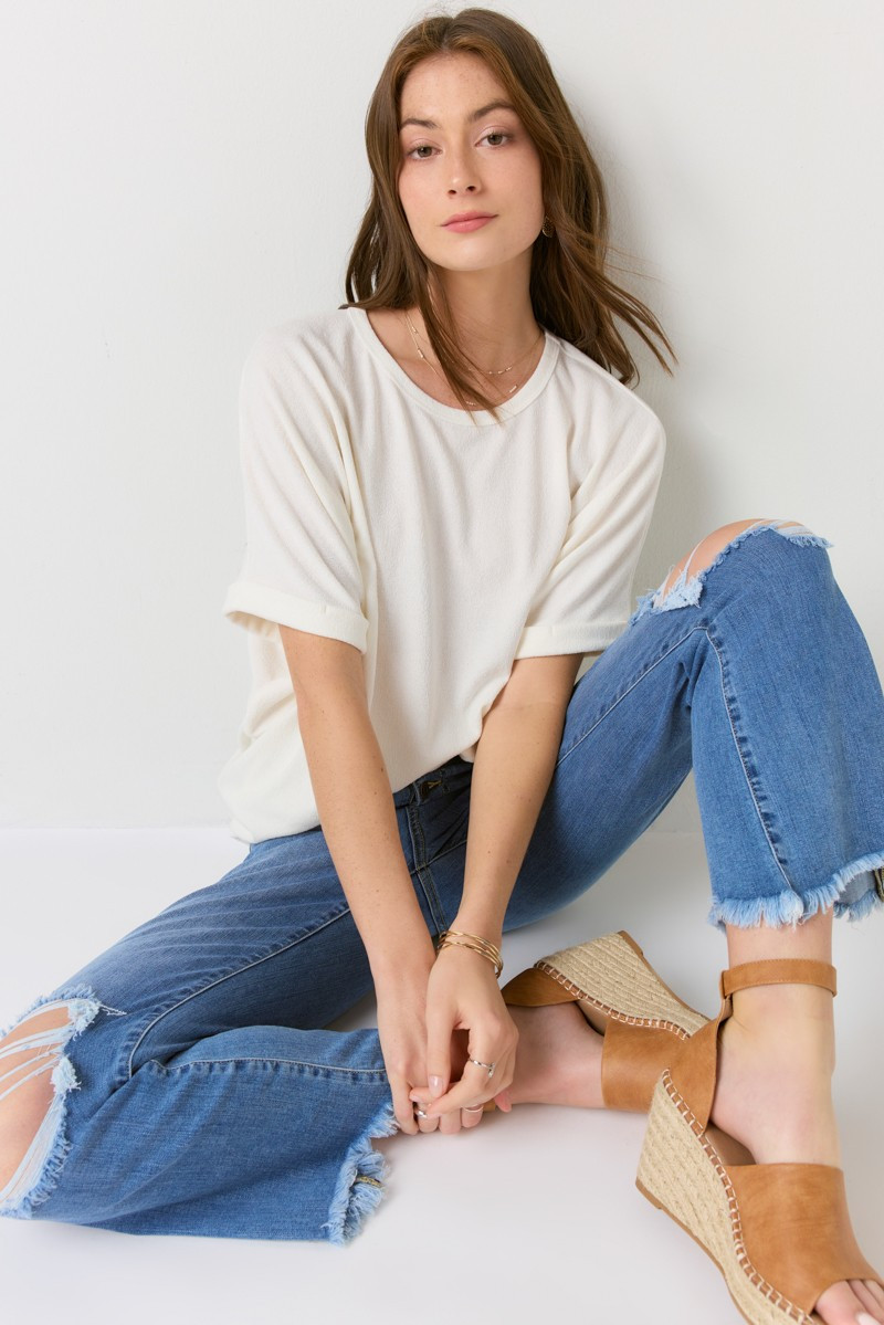 Annabeth Crew Neck Dolman Tee