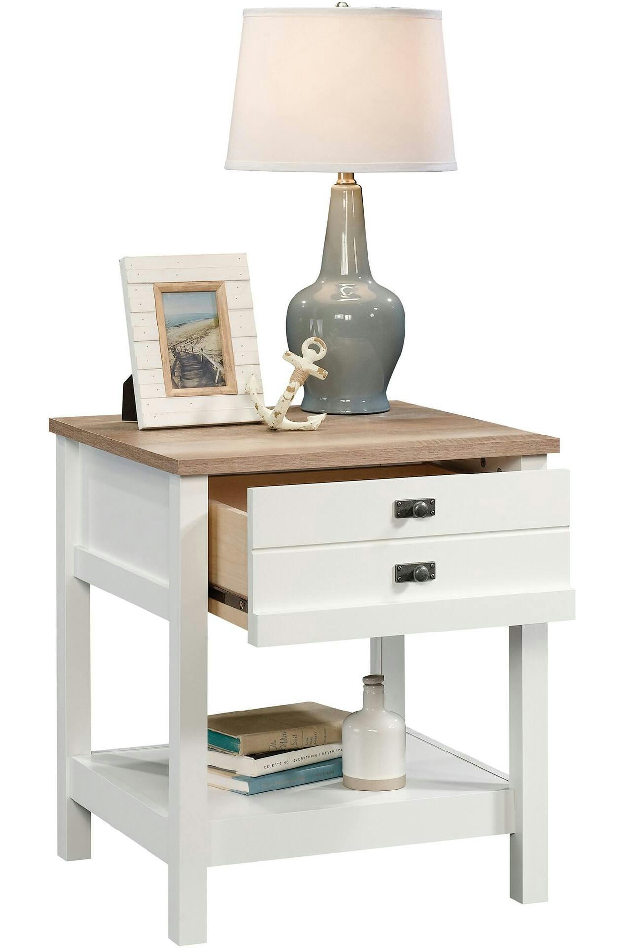Sauder Cottage Road 1-Drawer Bedroom Nightstand/Bedstand Open Shelf, Lintel Oak Finish