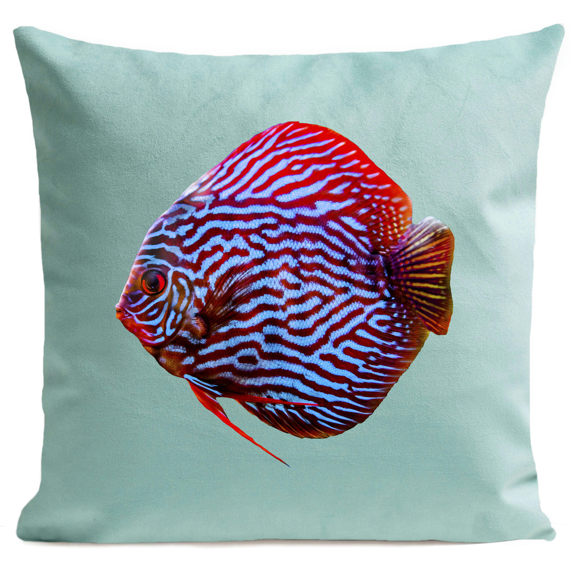- Coussin bord de mer poisson suédine bleu 40x40cm