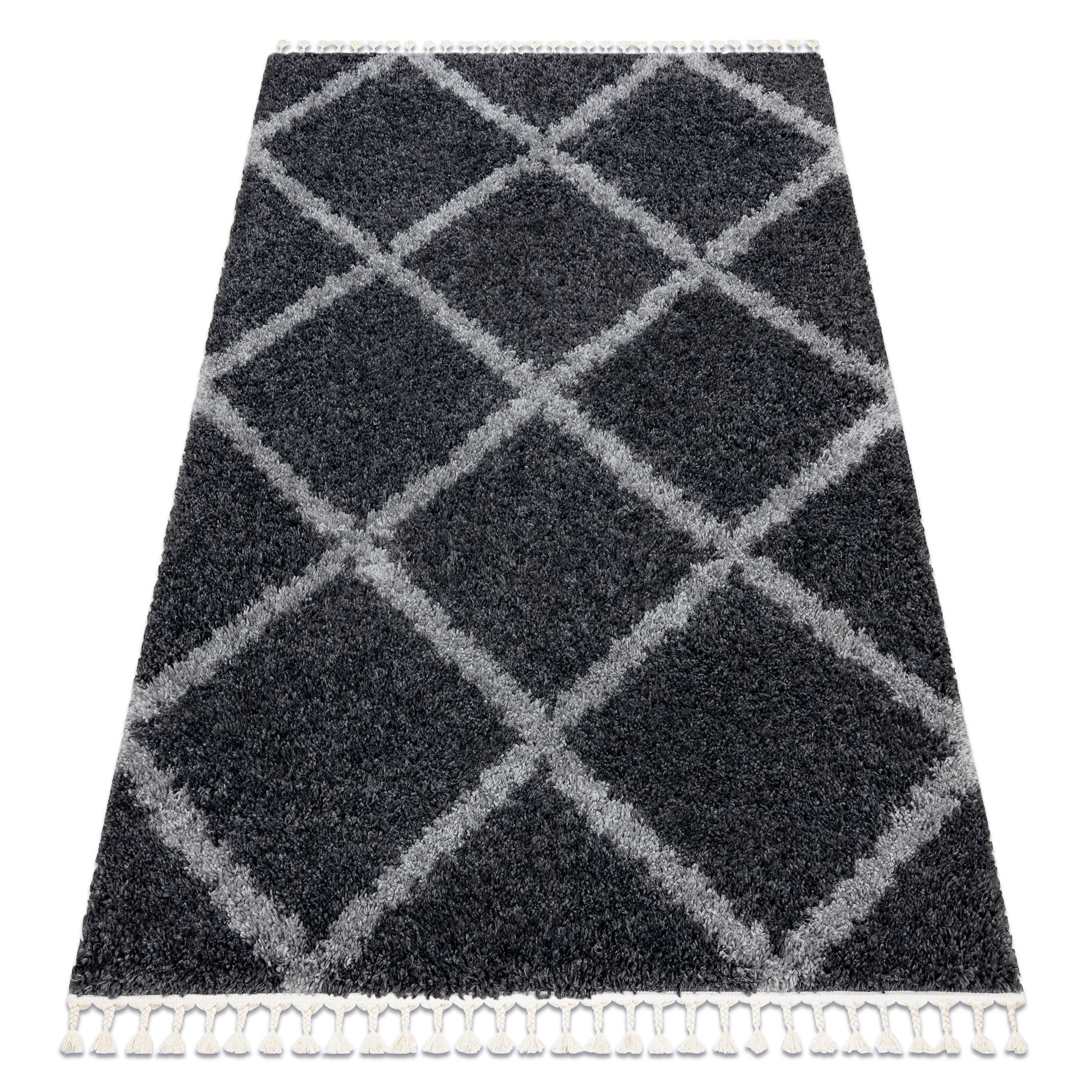 Dywan UNION 3482 Kratka, trellis szary Frędzle berberyjski 120x170 cm