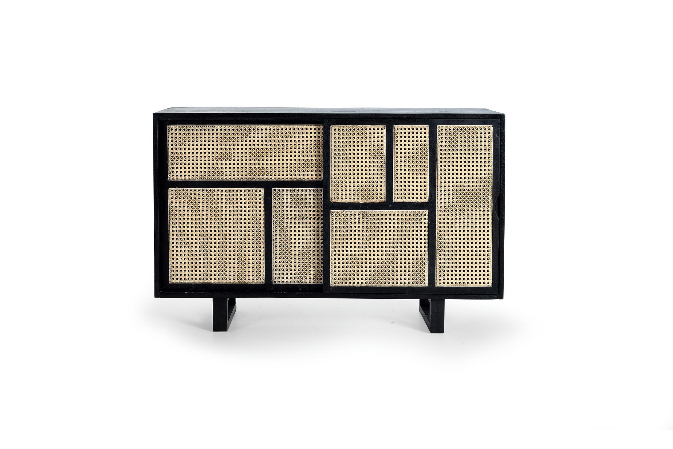 - Buffet avec détails de grille en bois de manguier marron