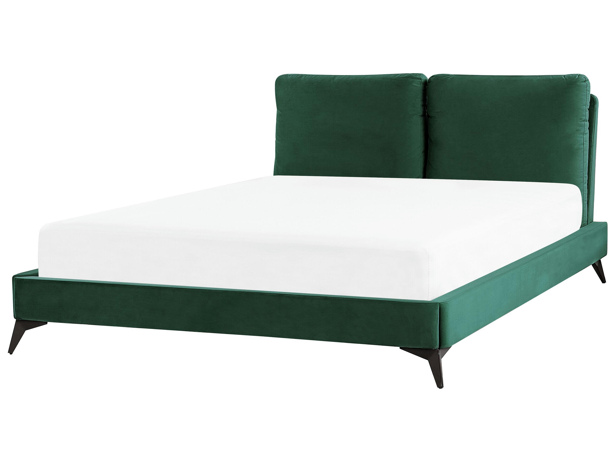 MELLE - Lit double en tissu vert 160x200