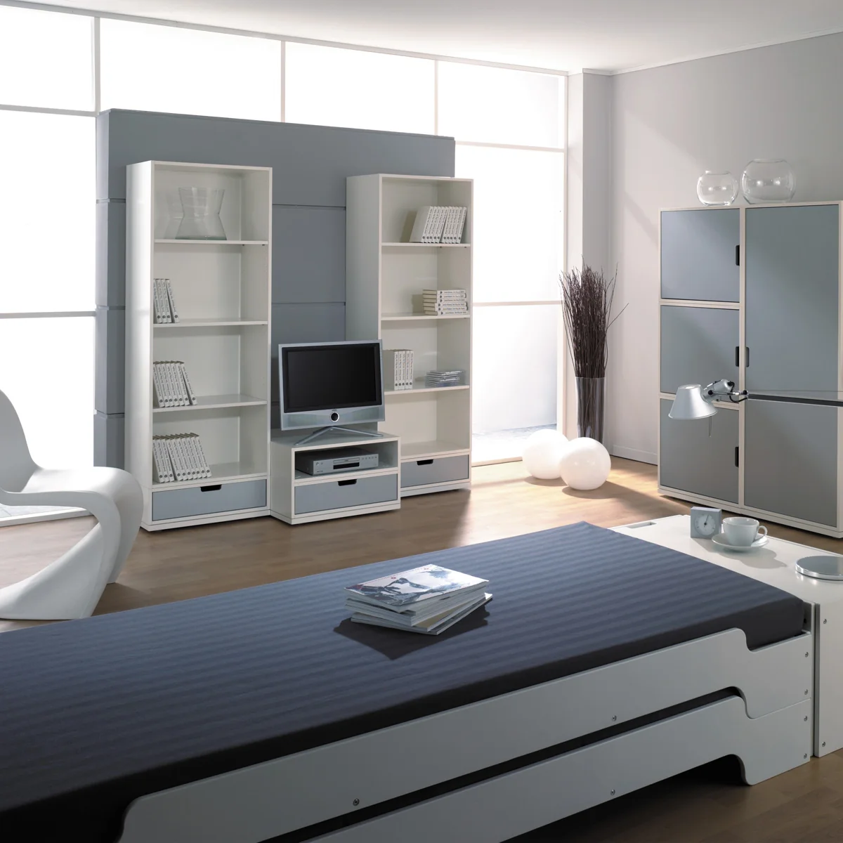 Müller Small Living - Stapelliege, 90 x 200 cm, reinweiß matt lackiert