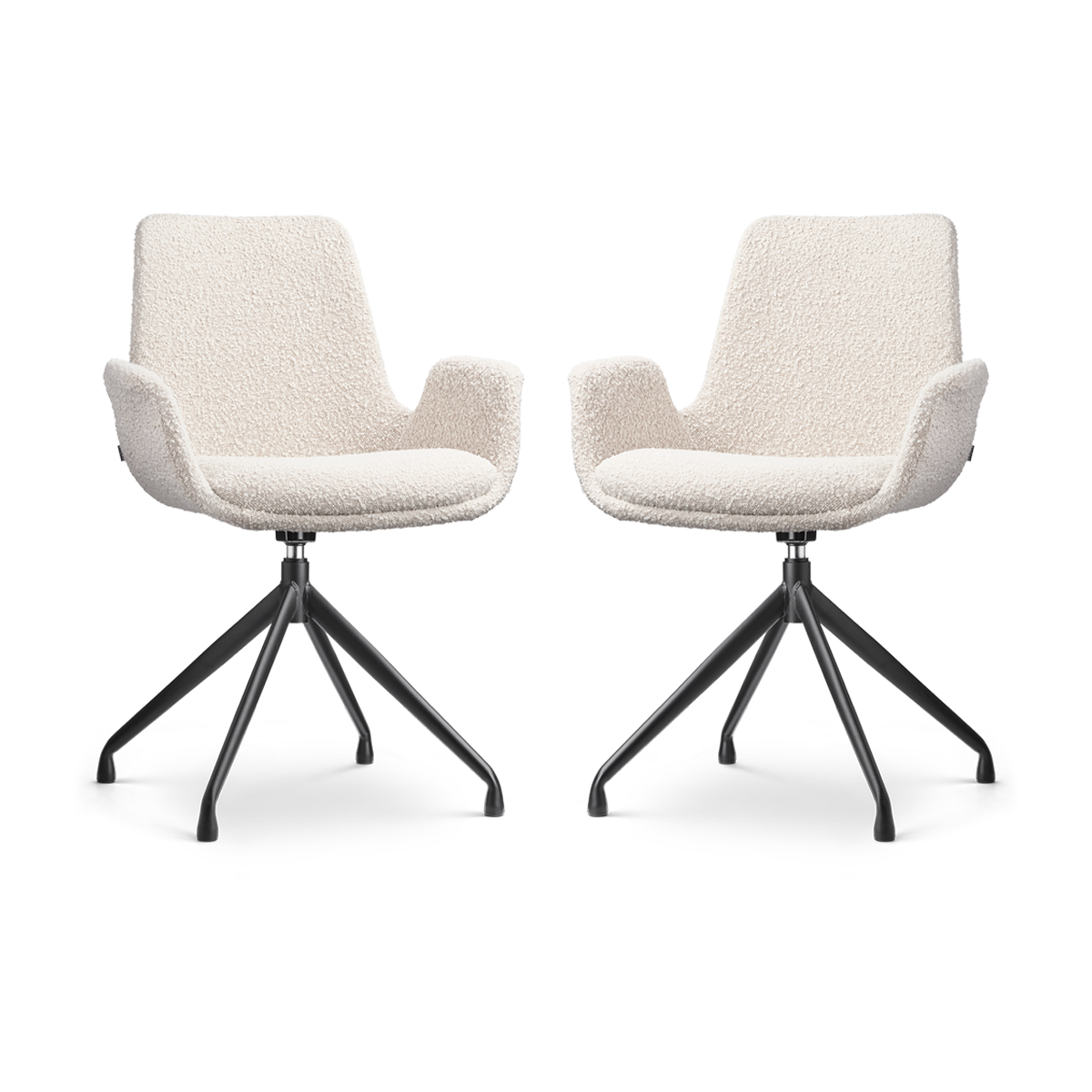 Nolon Nola-Eef Draaibare Eetkamerstoelen Bouclé Beige - Zwart - 2x