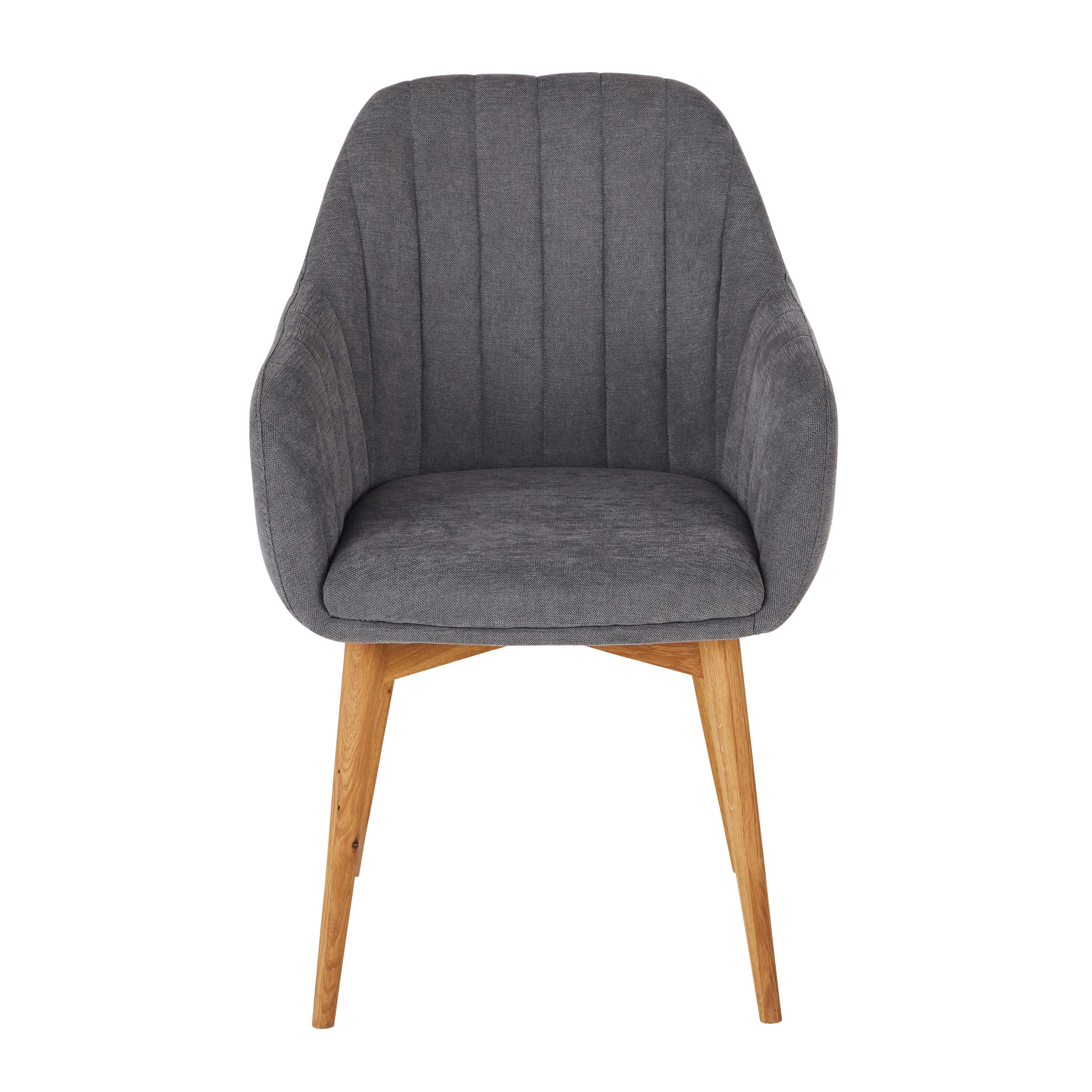 Archie - Fauteuil de table gris foncé et pieds en bois de chêne
