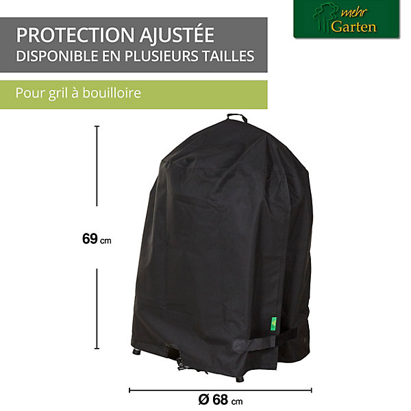 Mehr Garten - Housse de gril ronde Premium : 68 cm I Convient pour gril de 57 à 63 cm I Housse pour grill bouilloire imperméabl