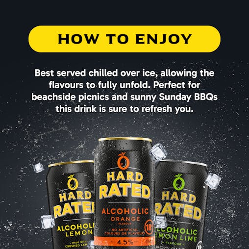 Hard Rated, Orange Flavour, Refreshing Premix Drink, 4.5% ABV, 375mL (Case of 30 Cans)
