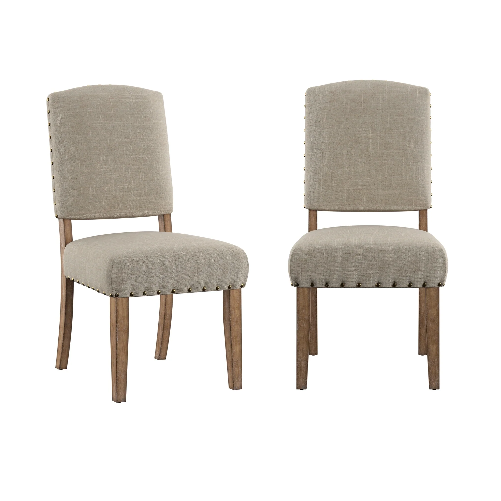 Krakova Nailhead Linen Upholstered Dining Chairs (Set of 2)
