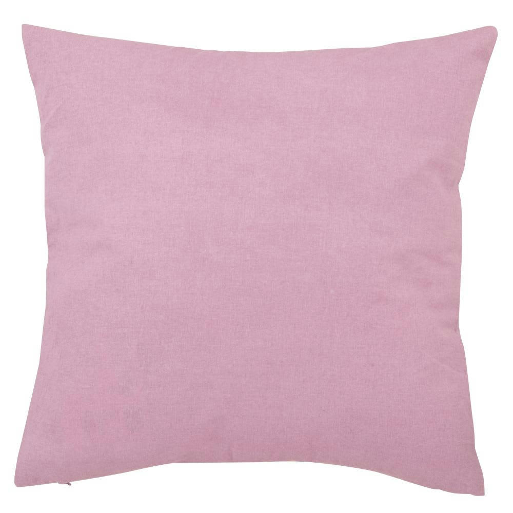 DARWIN - Housse de coussin en coton bio effet tie and dye vieux mauve, rose, blanc et jaune 40x40