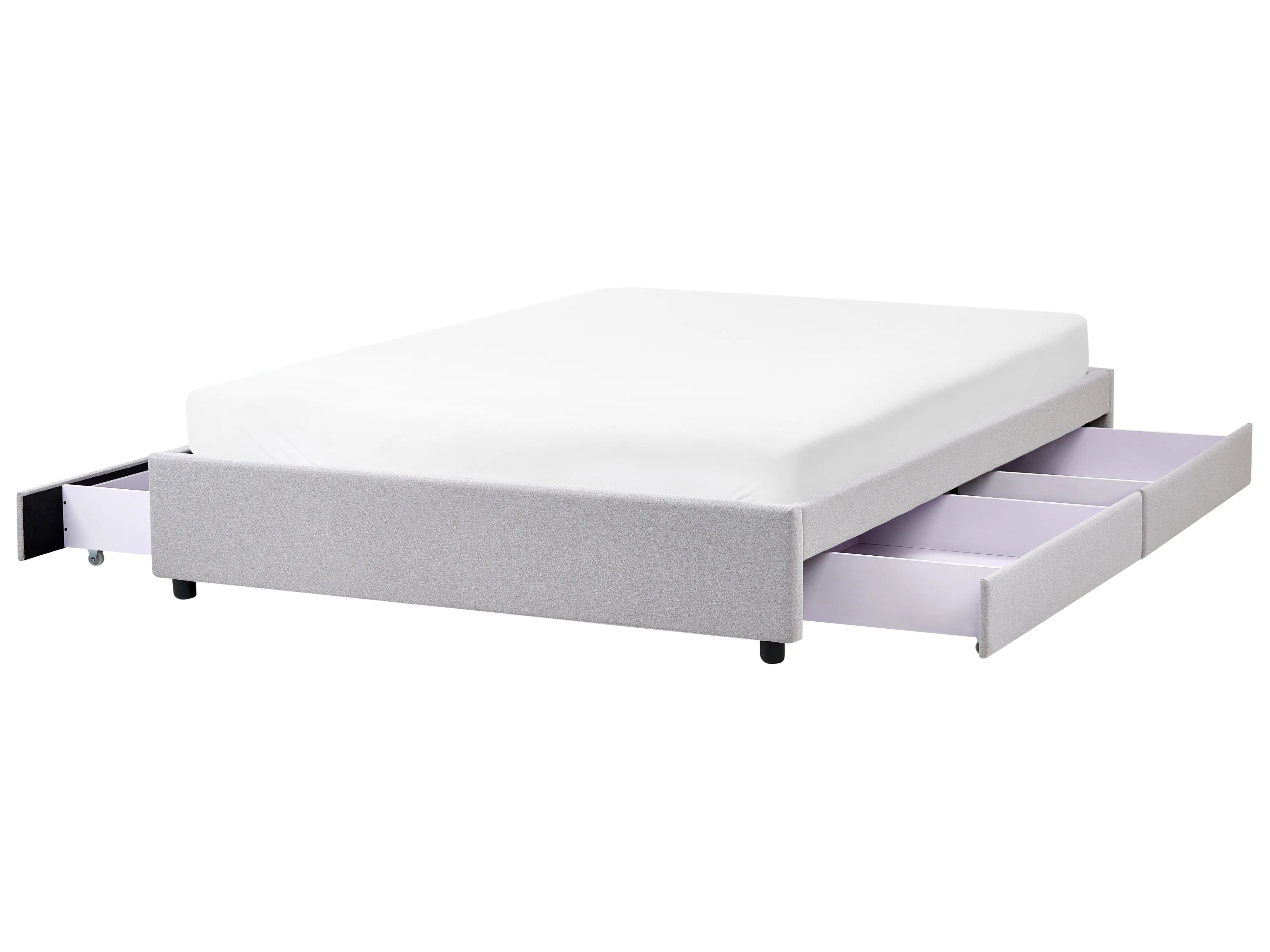 Bed with Storage Drawers without Headboard Fabric PRADES 140 x 200 cm (EU Double) Light Grey