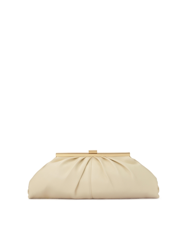 Cream leather occasional clutch bag