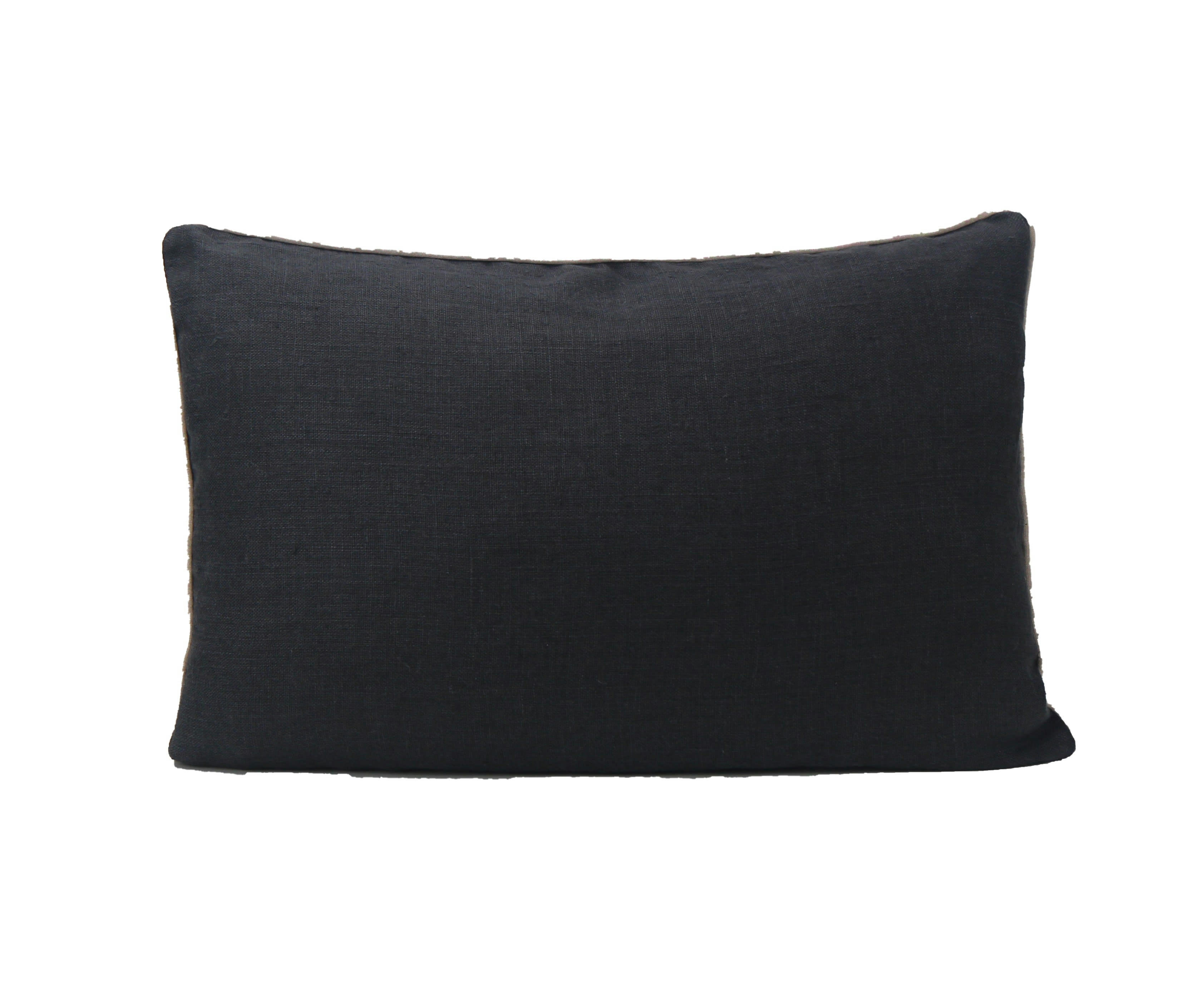 LINO 330 - Coussin en lin noir 40x60