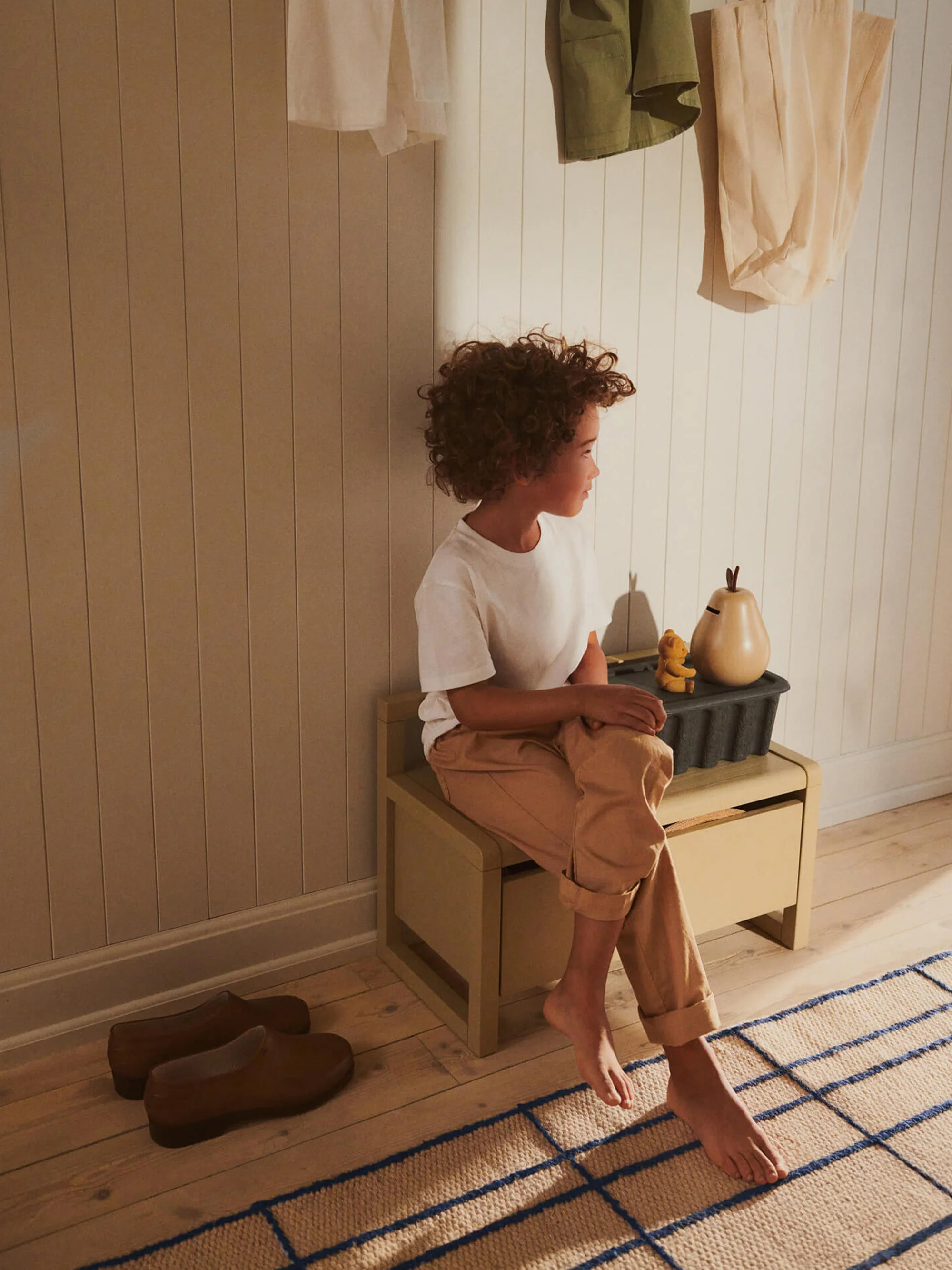 Kinder-Holzbank Little Architect mit Stauraum