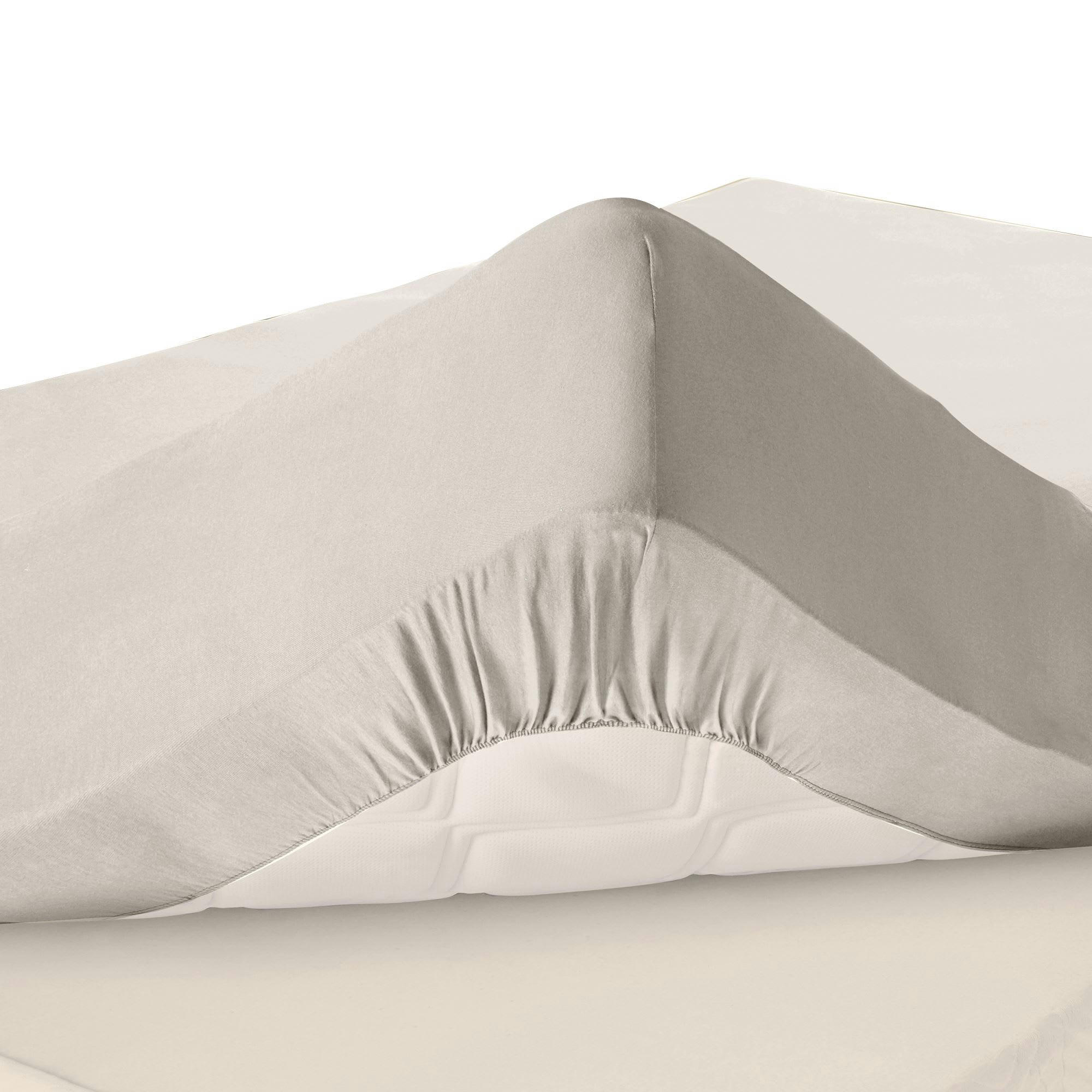 PERCALE - Drap-housse grand bonnet 180x200x32 gris brume en coton