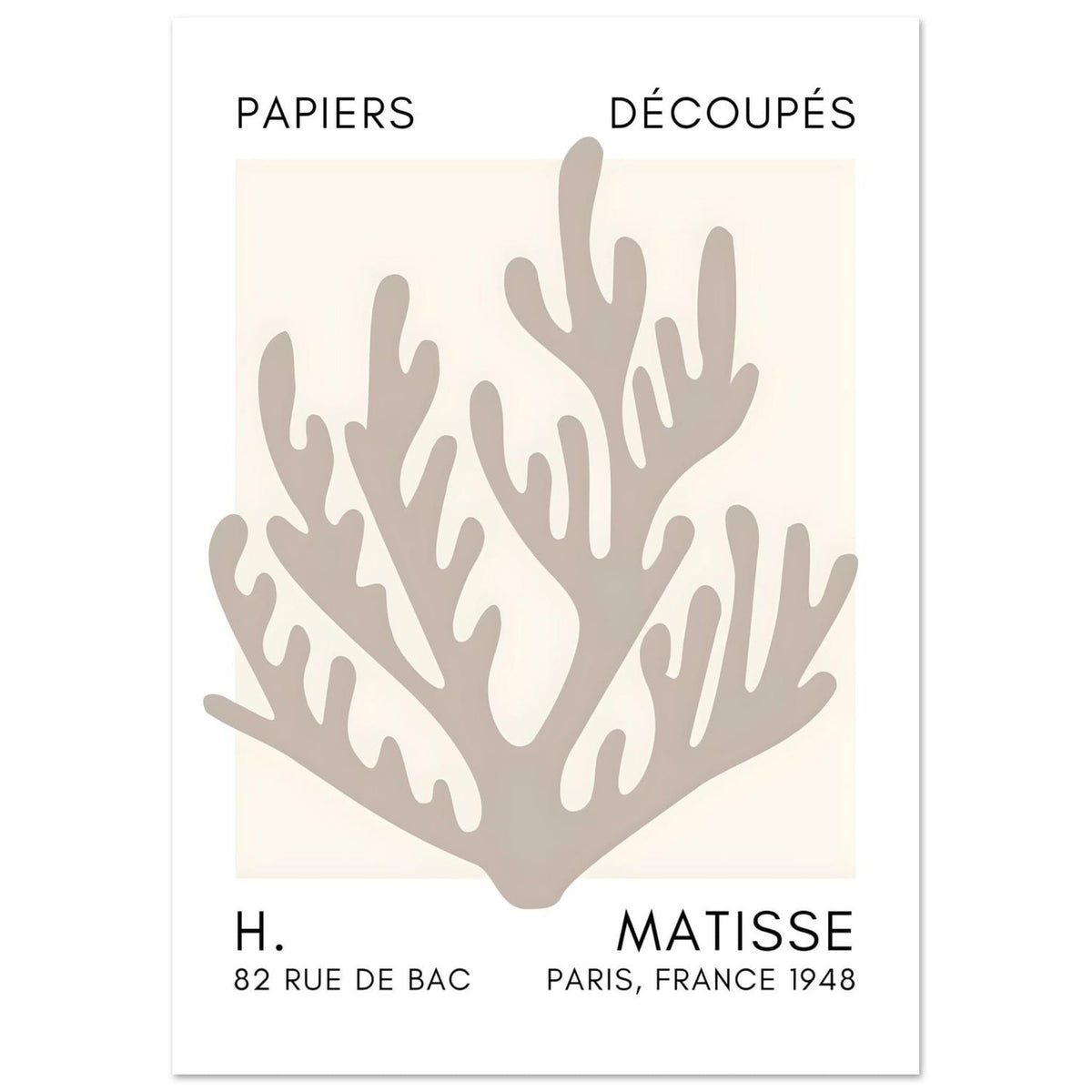Artfulprints Poster Matisse – Coral harmony grey  - A4 21x29.7 cm - Grijs