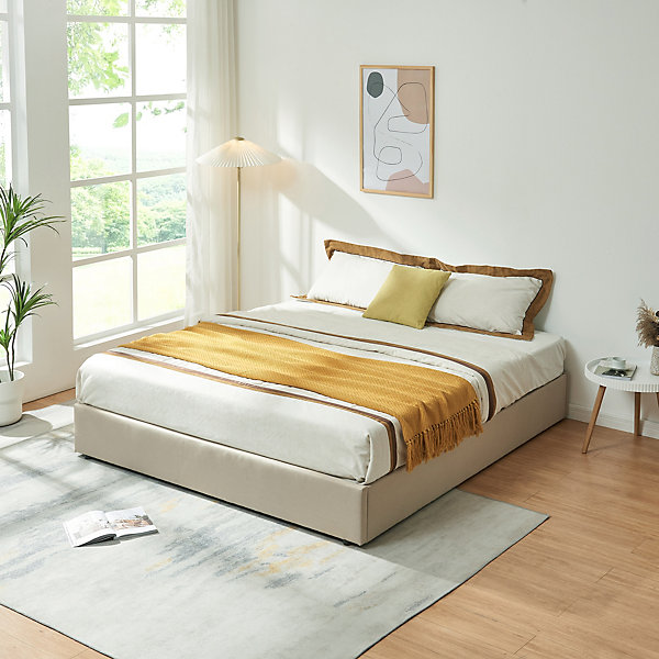 Lit coffre Nola 180 x 200 cm beige en.casa