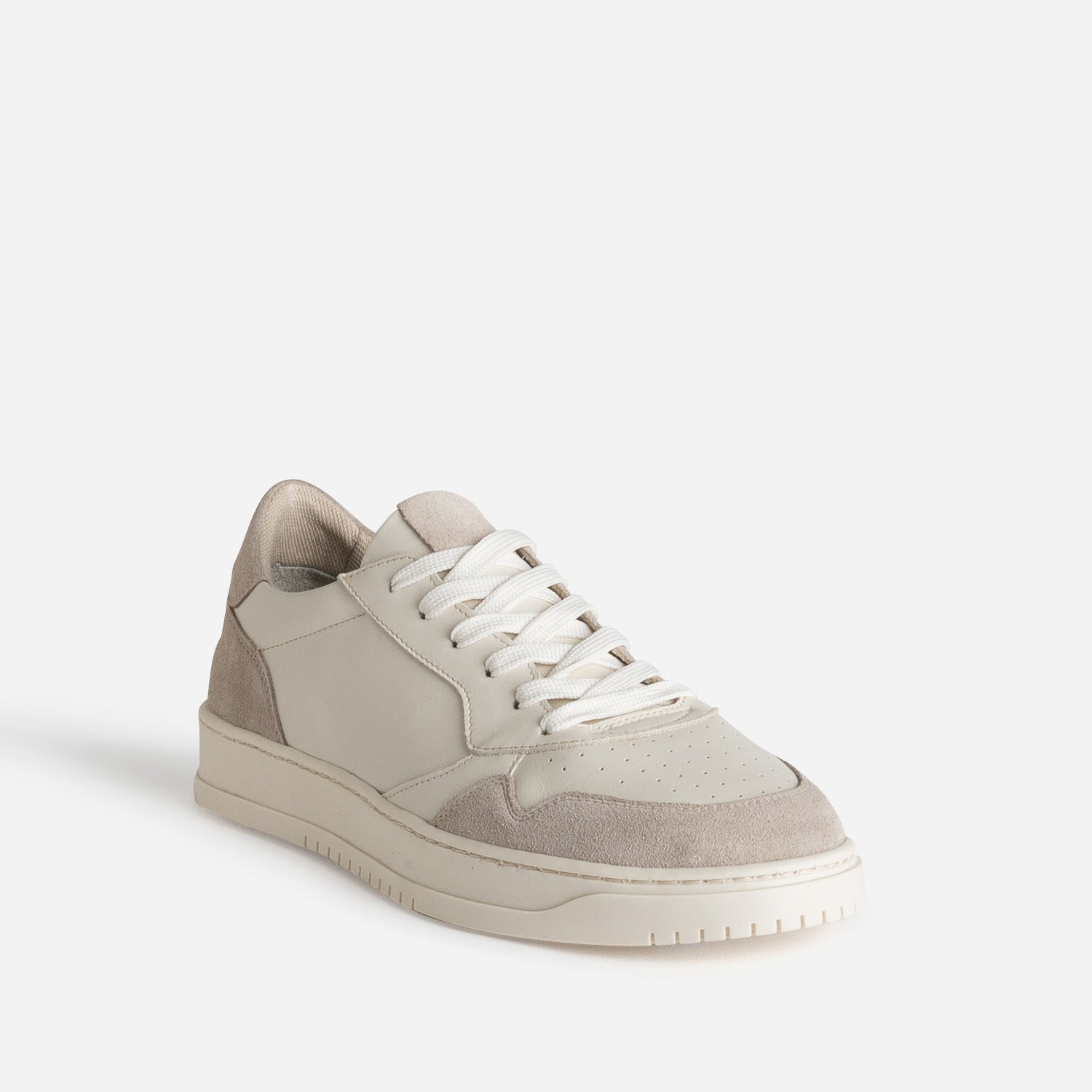 Tennis beige et taupe cuir