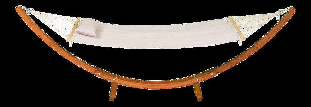 Leisure Season Outdoor Hardwood Hammock Stand with Hammock & Tree Hooks, 126 x 47 x 47-in