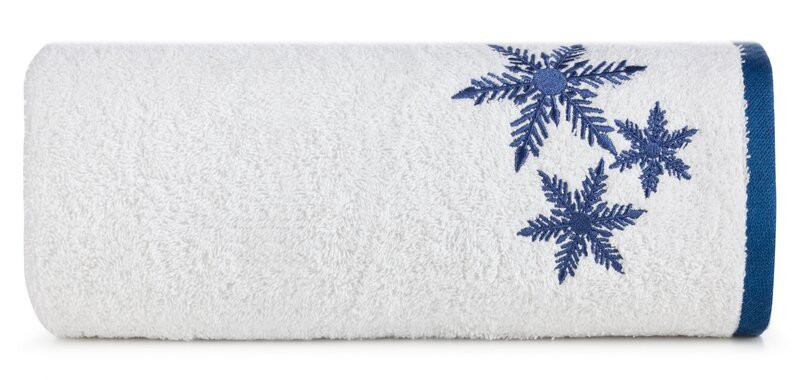 Ręcznik Carol 70x140 biały niebieski świąteczny 480 g/m2