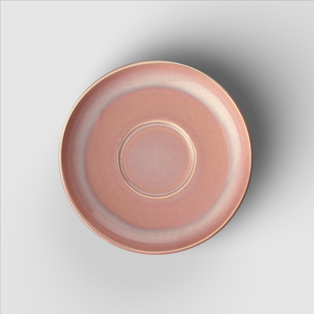 Perlemor Coffee cup saucer - Pink, 6.4'', Premium Porcelain