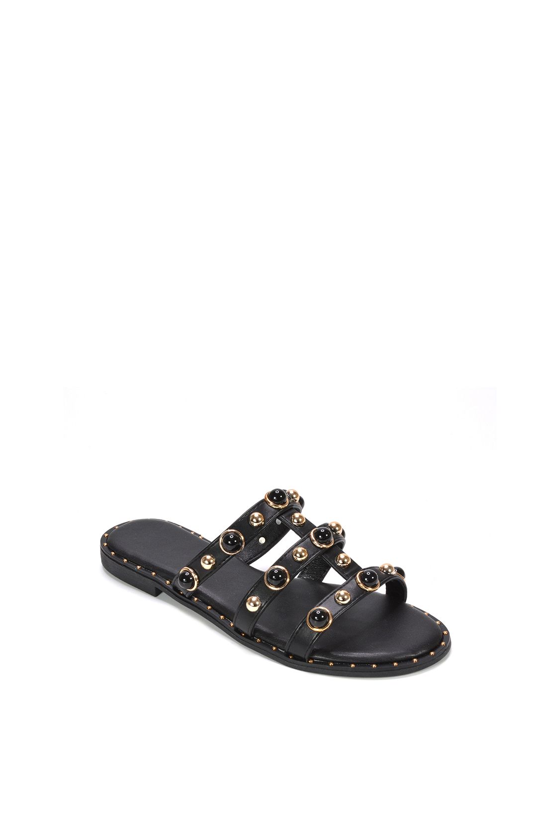 XY London Nina' Slip On Sandals With Peal Studded Straps