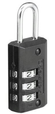 Master Lock 30-mm-Wide Resettable Numeric-Combination 3-Dial Padlock, Black