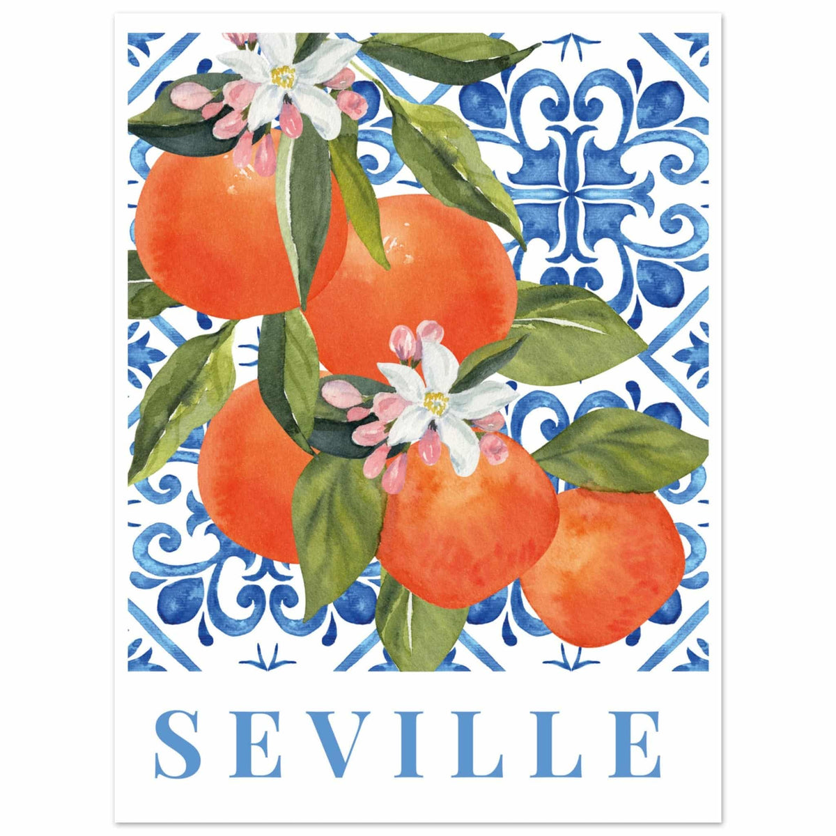 Artfulprints Poster Fruits - Orange tree in Seville  - 30x40 cm - Blauw